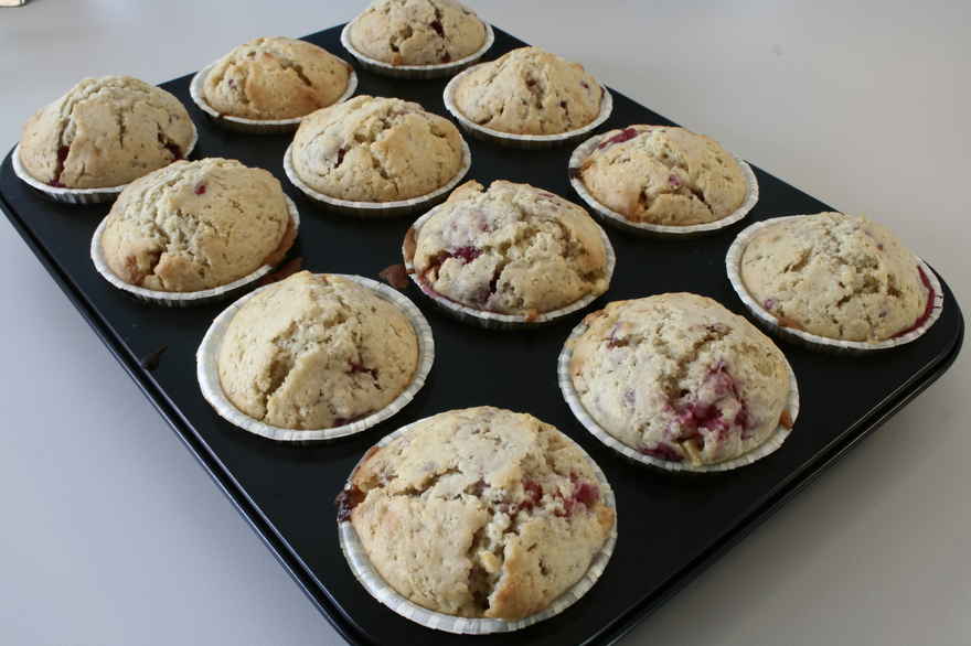 Muffins med hindbær og hvid chokolade ... klik for at komme tilbage