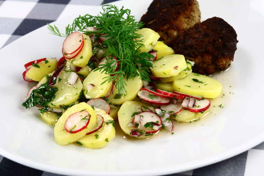 Marineret kartoffelsalat - olie eddike dressing ... klik for at komme tilbage