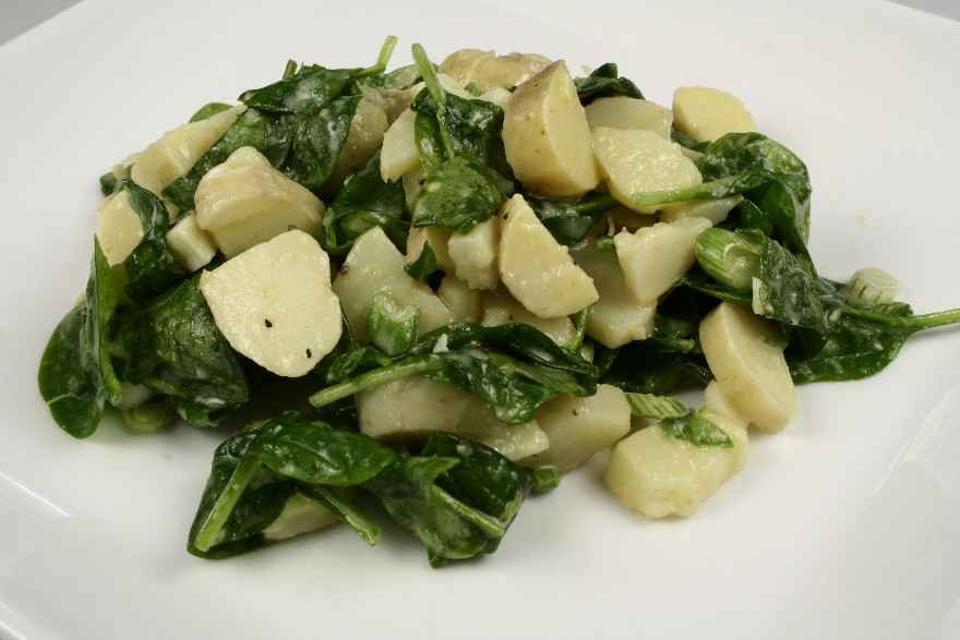 Kartoffelsalat med spinat og dijondressing ... klik for at komme tilbage