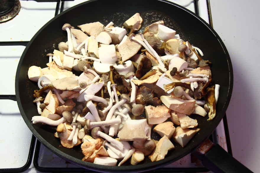 Stegt laks på svampebund med råstegte kartofler ... klik for at komme tilbage