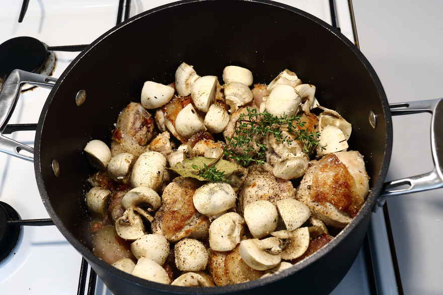 Coq au vin, hane i rødvin ... klik for at komme tilbage