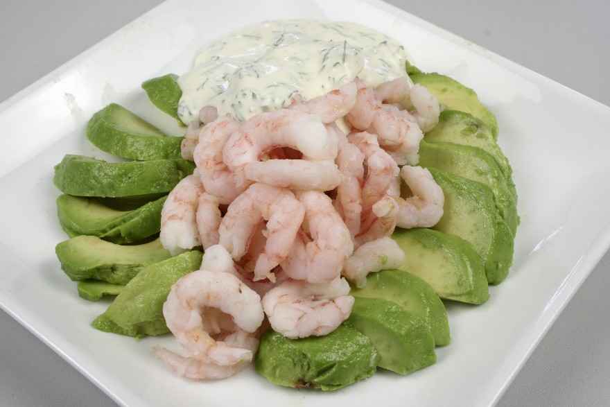 Avocado med rejer og sauce verte ... klik for at komme tilbage