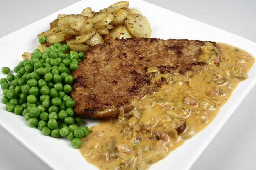 Jægerschnitzel af skinkeschnitzel opskrift -