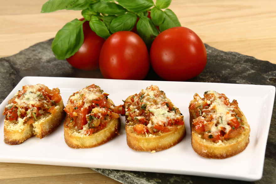 Skru ned melodi ødemark Bruschetta med tomat og ost i ovn