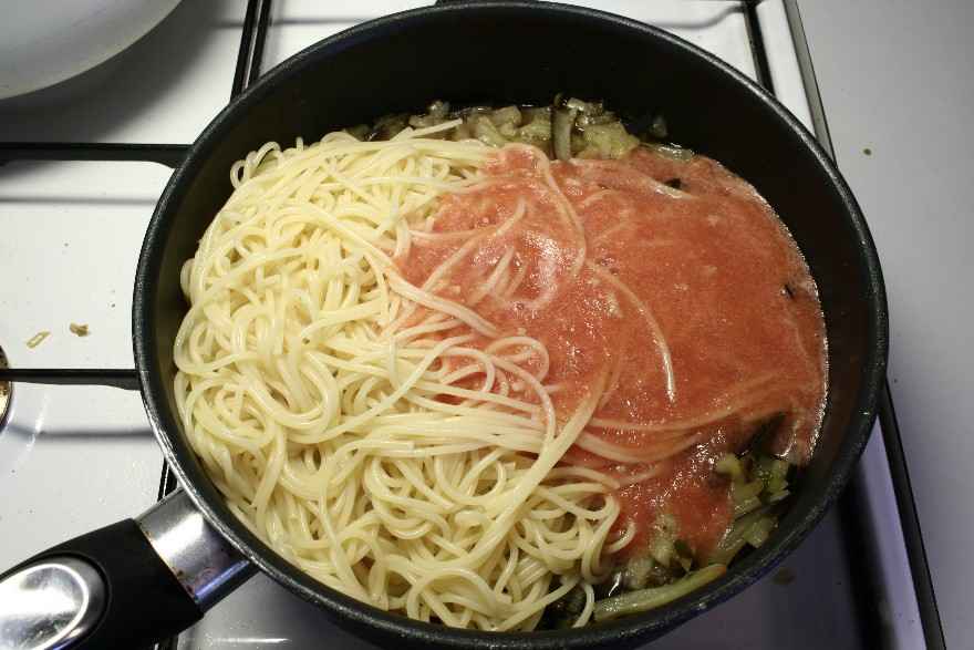 Spaghetti med aubergine og tomat ... klik for at komme tilbage