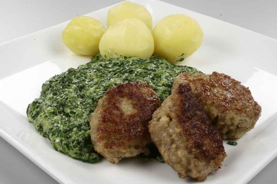 Frikadeller med stuvet spinat ... klik for at komme tilbage