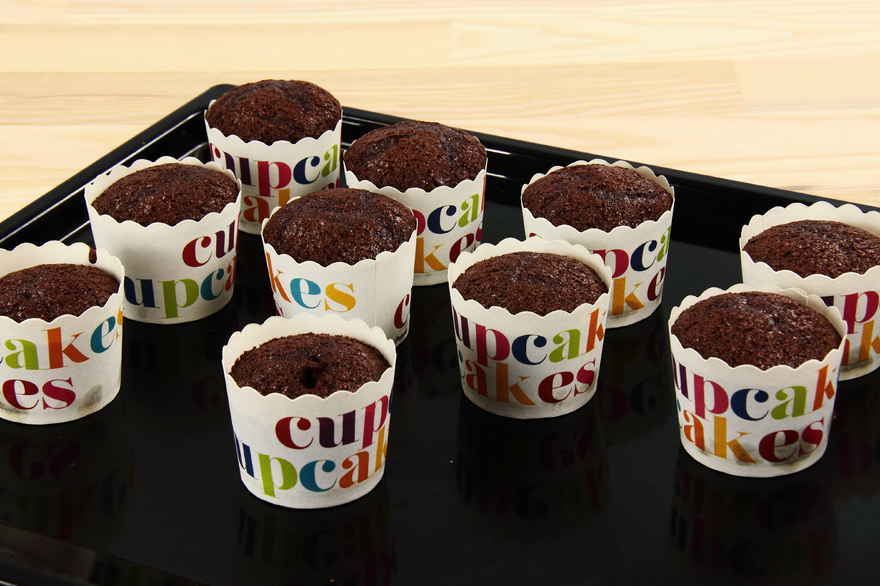 Chokolade cupcakes med jordbærfrosting ... klik for at komme tilbage