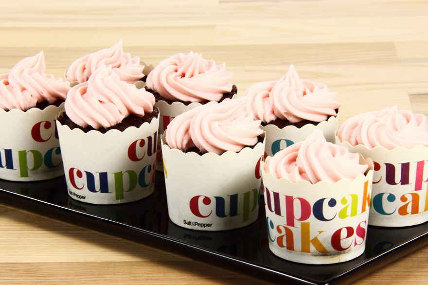 Chokolade cupcakes med jordbærfrosting ... klik for at komme tilbage