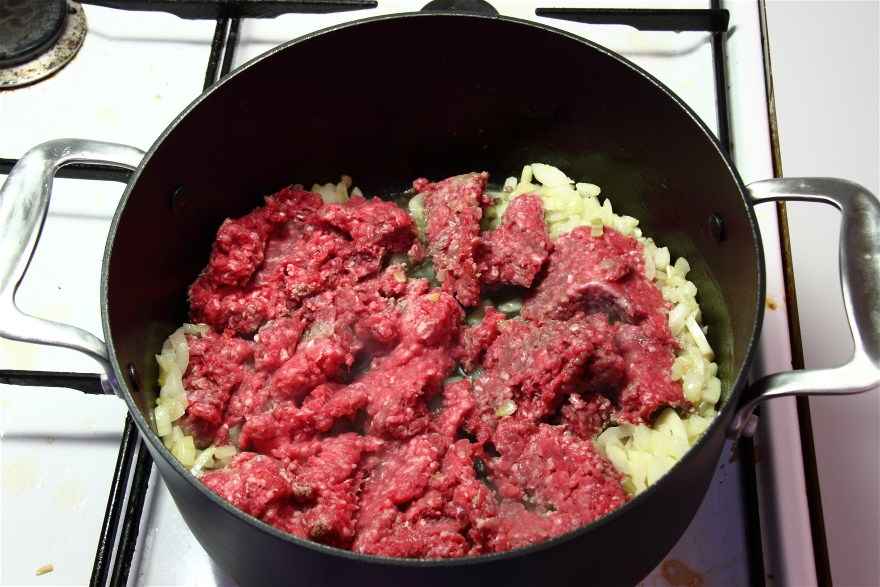 Bagt kartoffelmos med kødsauce i ovn ... klik for at komme tilbage