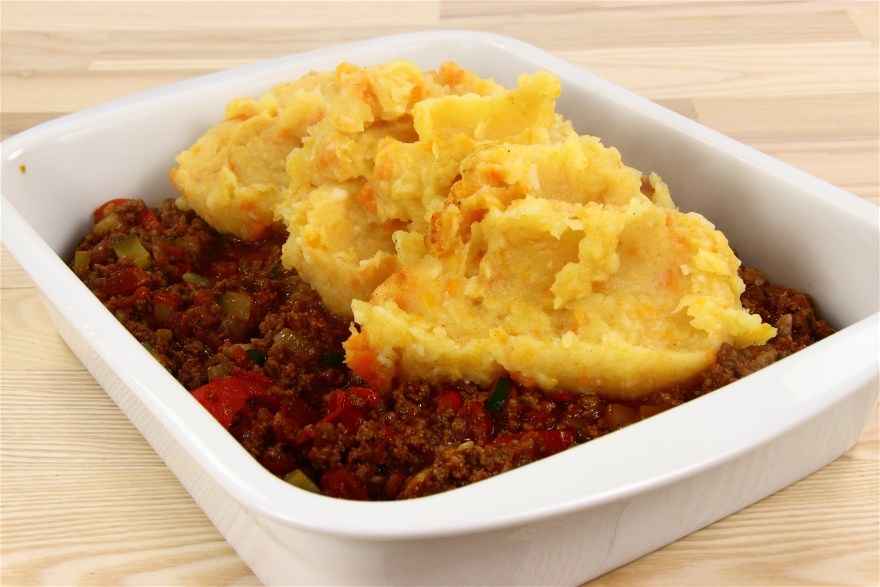 Kartoffelmos med kødsovs i ovn ... klik for at komme tilbage