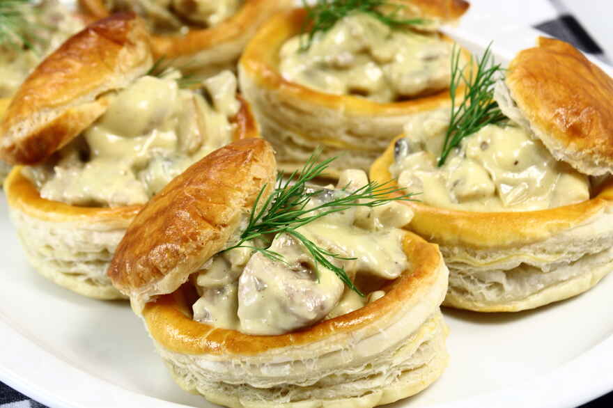 Vol-au-vent med kalvebrissel og champignon stuvning ... klik for at komme tilbage