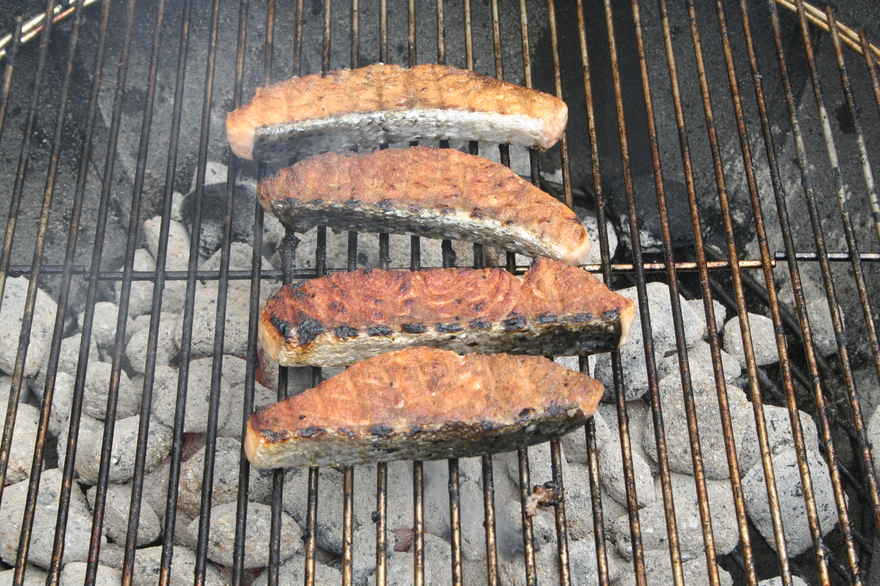 Grillet laks med råstuvede kartofler ... klik for at komme tilbage