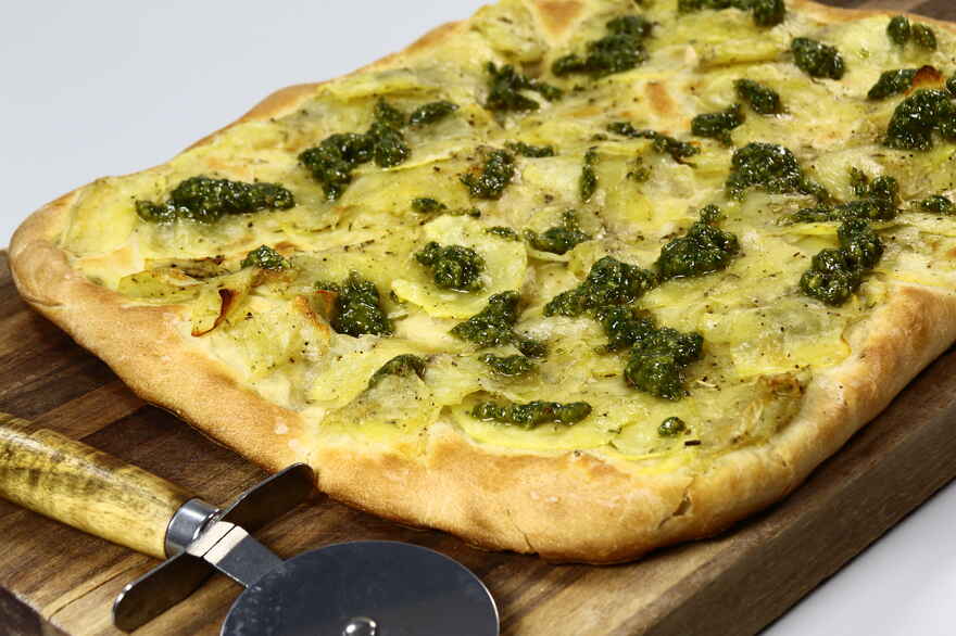 Kartoffelpizza med pesto ... klik for at komme tilbage