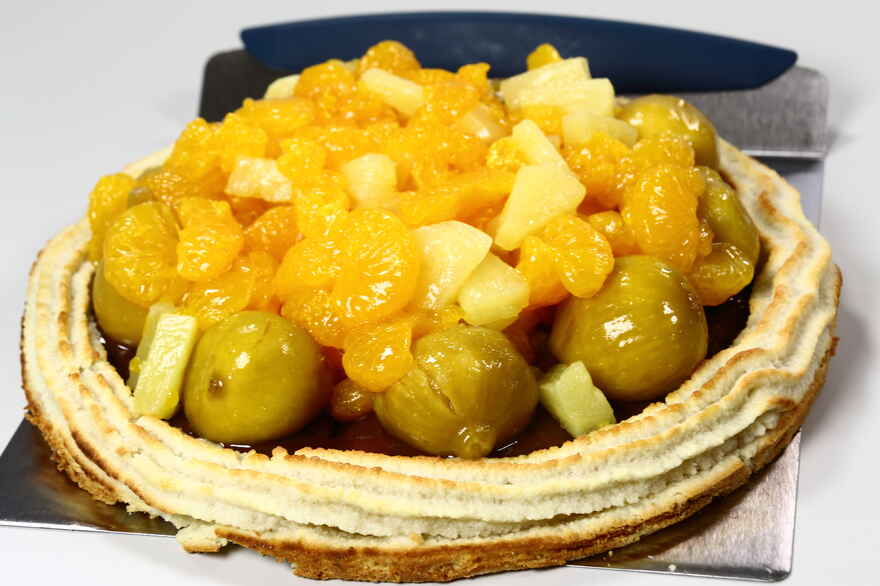 Kransekagetærte med frugt ... klik for at komme tilbage