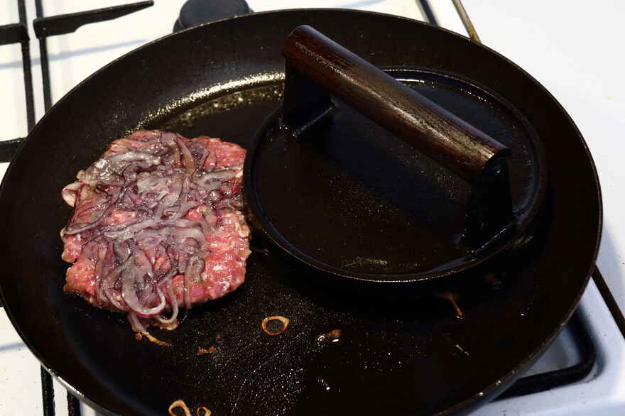 Smashburger med løg ... klik for at komme tilbage