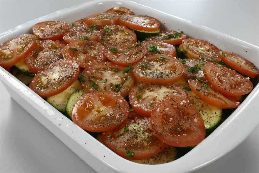 Basilikumkartofler med tomat og squash ... klik for at komme tilbage
