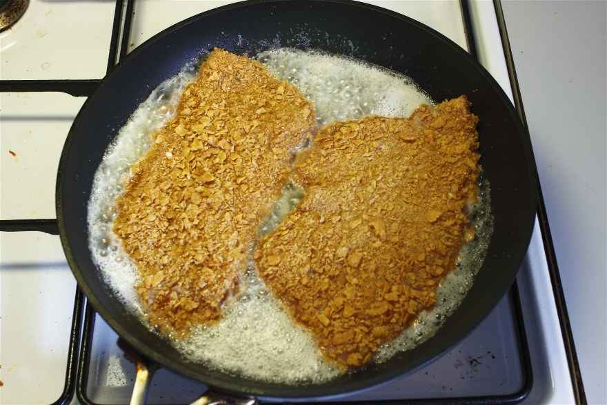 Cornflakes paneret kalkunschnitzel ... klik for at komme tilbage