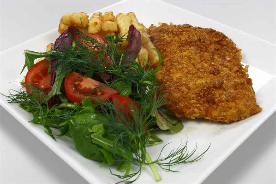 Cornflakes paneret kalkunschnitzel ... klik for at komme tilbage