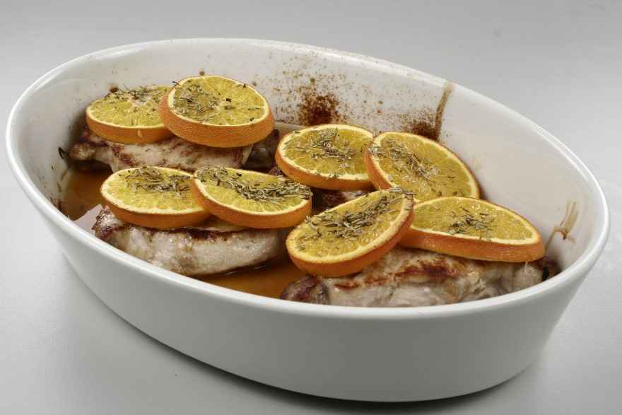 Orangestegte svinekoteletter med karrysauce ... klik for at komme tilbage