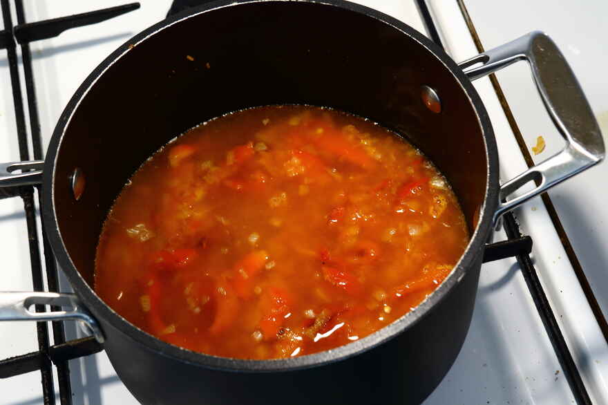 Chilisuppe med gul og rød peberfrugt ... klik for at komme tilbage